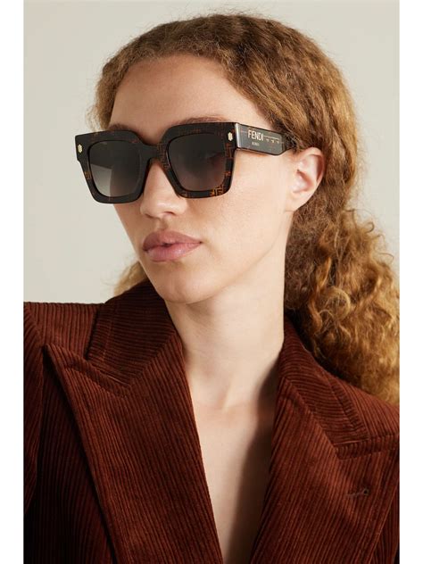 fendi tortoise shell oversized sunglasses|FENDI EYEWEAR Roma oversized square.